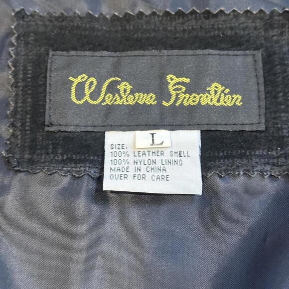 Western Frontier Men's Black Leather Vest Size L - Picture 2 of 2